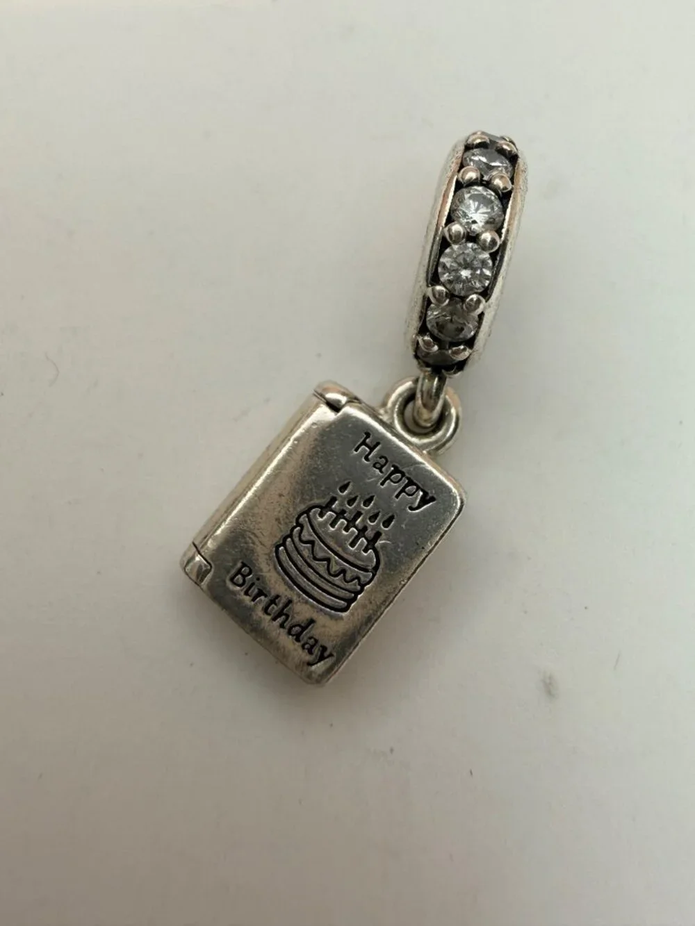 Pandora 791723CZ Retired Happy Birthday Card Dangle Charm S925 ALE
